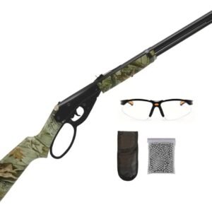 Pack Carabina de Aire Comprimido Daisy 1999 Lever Action. Escopeta de balines 1999 Camuflaje. Incluye: Gafas de protección, Funda, y balines