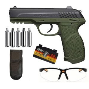 Pack Pistola Gamo PT-85 Olive 4,5mm Blowback de 3,5 Julios + Funda + Gafas Protectora + balines + bombonas CO2